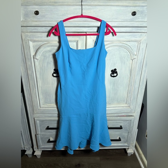 Ann Taylor Sky Blue Square Neck Drop Waist Cocktail Dress Wedding Guest Preppy - Picture 3 of 8